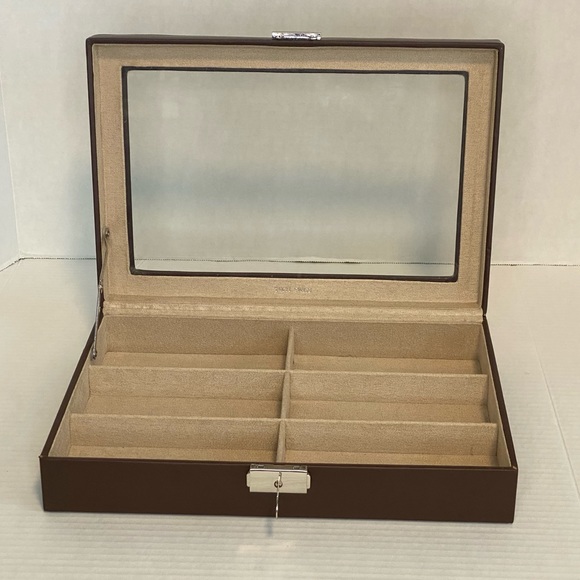 Tech Swiss 6 XL Pair Compartments Eyeglass Display Box Storage Case. Key Lock - Picture 4 of 7